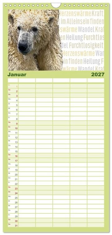 Produktbild: Familienplaner 2027 - Mein wildes Krafttier voller Achtsamkeit mit 5 Spalten (Wandkalender, 21 x 45 cm) CALVENDO