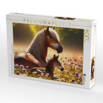 Produktbild: CALVENDO Puzzle Haflinger Stute mit Fohlen - Ein Jahr auf zauberhaften Weiden | 1000 Teile Lege-Gr&ouml;&szlig;e 64x48cm Foto-Puzzle f&uuml;r gl&uuml;ckliche Stunden