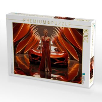 Produktbild: CALVENDO Puzzle Modernes Concept Design Auto in Rot mit junger Frau | 2000 Teile Lege-Gr&ouml;&szlig;e 90x67cm Foto-Puzzle f&uuml;r gl&uuml;ckliche Stunden