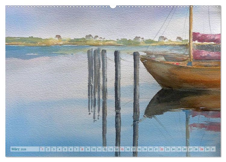 Produktbild: Heiligenhafen in Aquarell (Wandkalender 2026 DIN A2 quer), CALVENDO Monatskalender