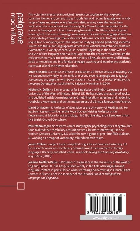 Produktbild: Vocabulary Studies in First and Second Language Acquisition