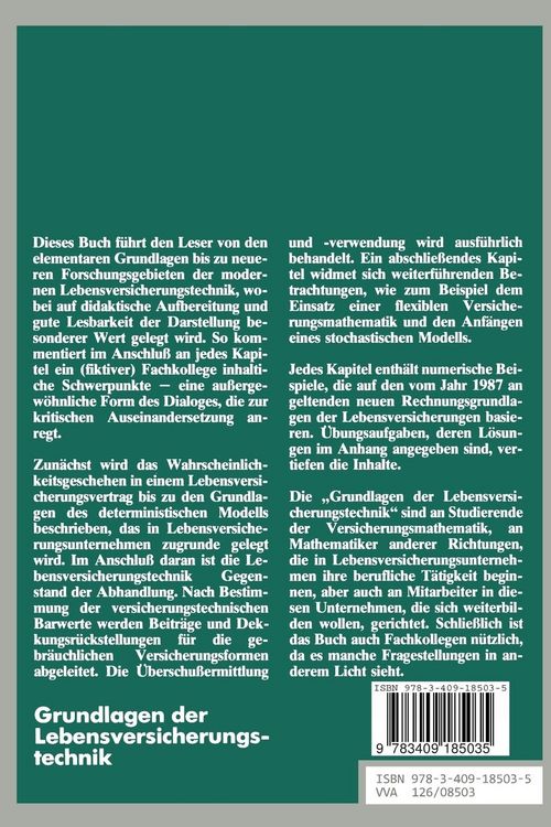 Grundlagen der Lebensversicherungstechnik
