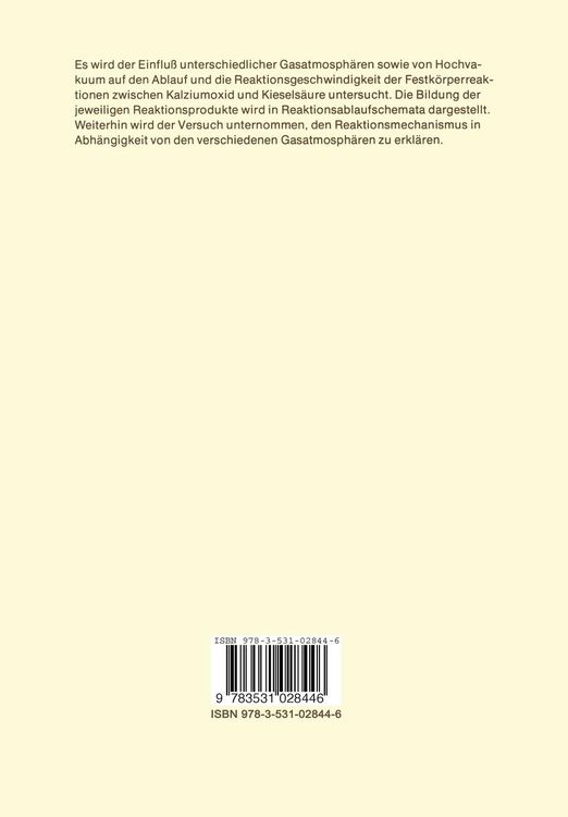 Produktbild: Einflu&szlig; unterschiedlicher Gasatmosph&auml;ren auf Reaktionen im System CaO-SiO2