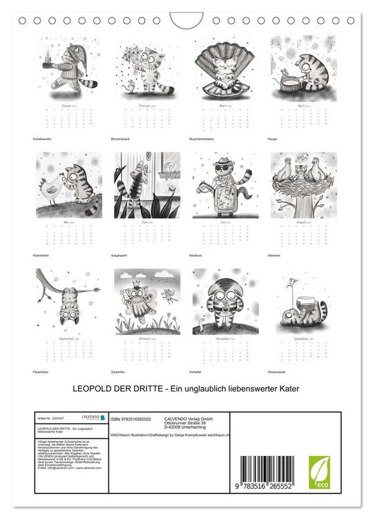 Produktbild: LEOPOLD DER DRITTE - Ein unglaublich liebenswerter Kater (Wandkalender 2026 DIN A4 hoch), CALVENDO Monatskalender
