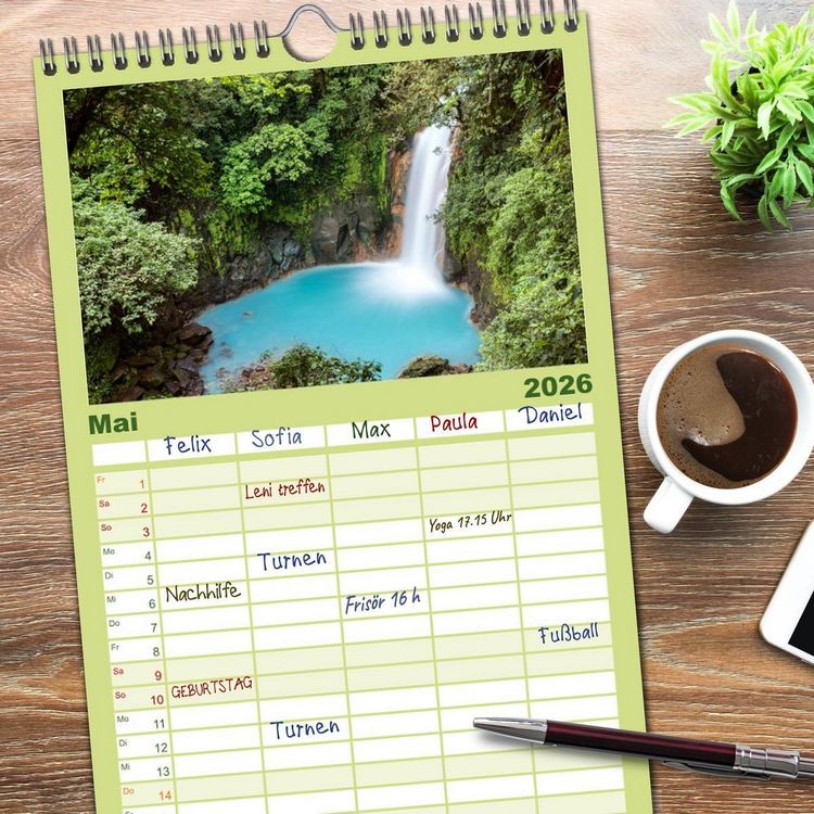 Produktbild: Familienplaner 2026 - Costa Rica - Tierwelt und Landschaften mit 5 Spalten (Wandkalender, 21 x 45 cm) CALVENDO