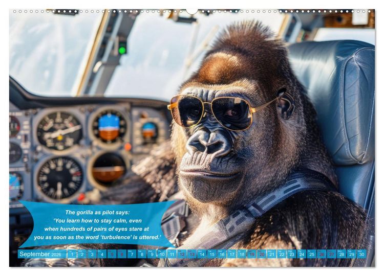 Produktbild: Funny charming animals as pilots (High Quality Premium Wall Calendar 2026 DIN A2 landscape),CALVENDO 12 Month Wall Calendar