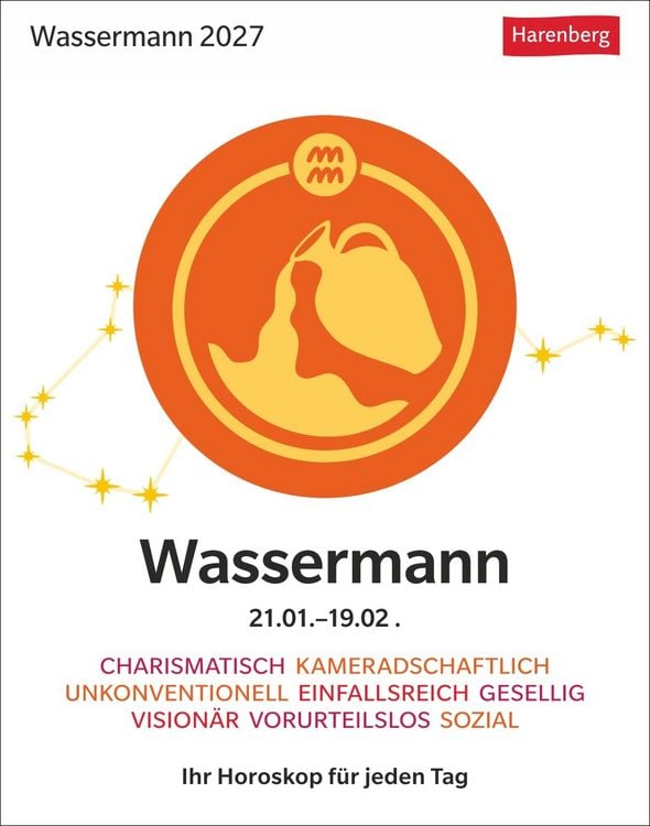 Produktbild: Wassermann Sternzeichenkalender 2027 - Tagesabrei&szlig;kalender - Ihr Horoskop f&uuml;r jeden Tag