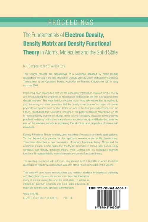 Produktbild: The Fundamentals of Electron Density, Density Matrix and Density Functional Theory in Atoms, Molecules and the Solid State