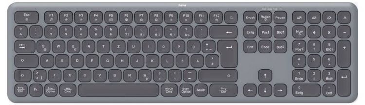 Produktbild: Hama WK-550 Funk Tastatur Deutsch, QWERTZ Schwarz Multimediatasten