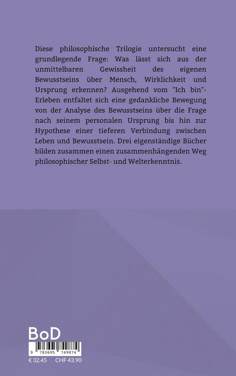 Produktbild: Das Ich und der Ursprung - Eine philosophische Trilogie