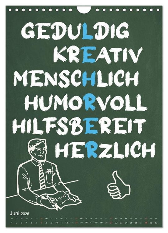 Produktbild: Coole Lehrerspr&uuml;che (Wandkalender 2026 DIN A4 hoch), CALVENDO Monatskalender
