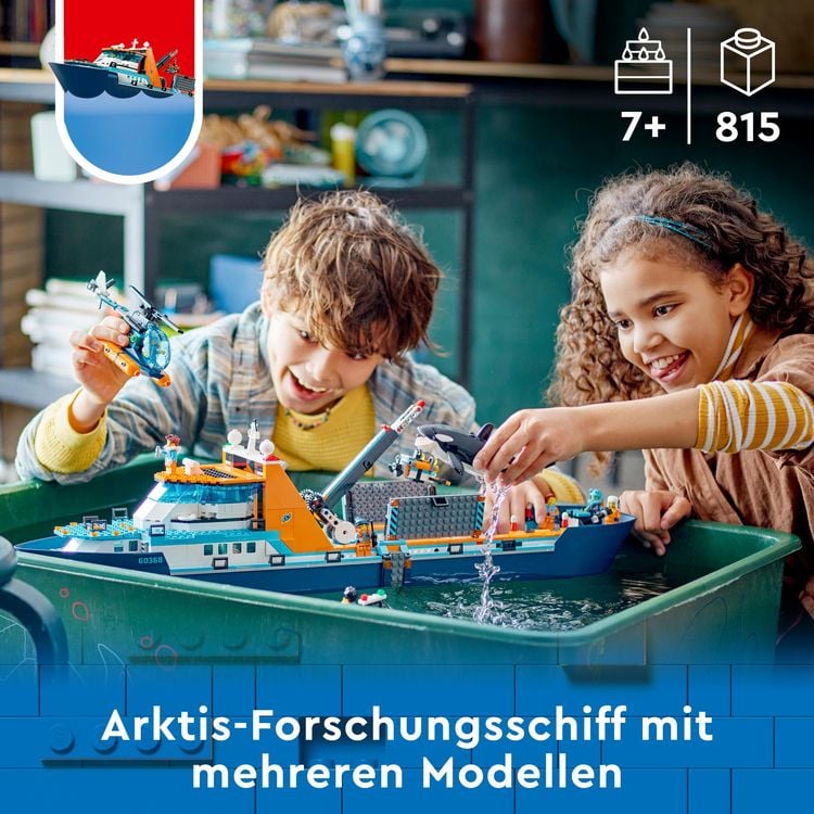 Produktbild: LEGO City 60368 Arktis-Forschungsschiff Set, großes Spielzeug-Boot