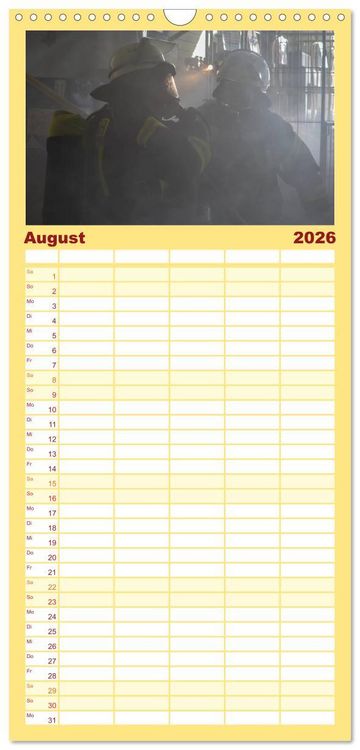 Produktbild: Familienplaner 2026 - FEUERWEHR IM EINSATZ mit 5 Spalten (Wandkalender, 21 x 45 cm) CALVENDO