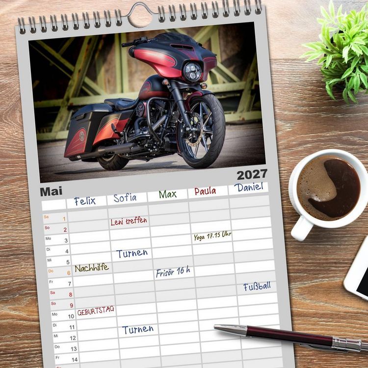 Produktbild: Familienplaner 2027 - Best of Custom- and Showbikes mit 5 Spalten (Wandkalender, 21 x 45 cm) CALVENDO