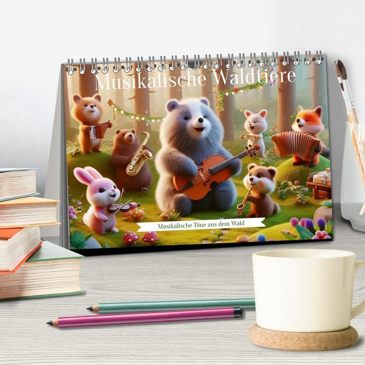 Produktbild: Musikalische Waldtiere (Tischkalender 2026 DIN A5 quer), CALVENDO Monatskalender
