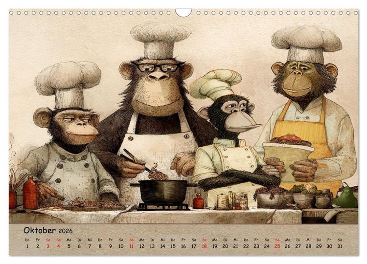Produktbild: Verr&uuml;ckte Affenwelt (Wandkalender 2026 DIN A3 quer), CALVENDO Monatskalender