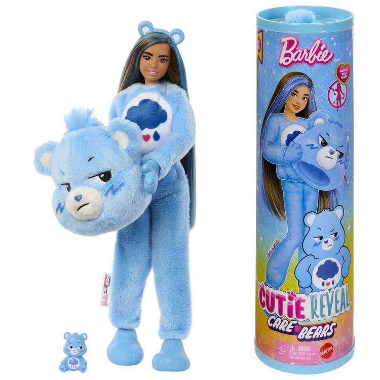 Produktbild: Barbie-Puppe der Cutie Reveal Glücksbärchis-Reihe mit Accessoires und Brummbärchi-Kostüm, 10 Überraschungen