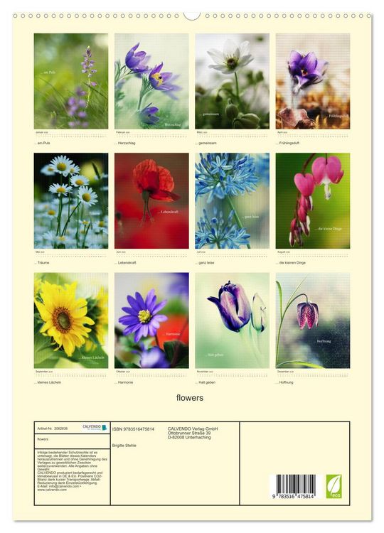 Produktbild: flowers (hochwertiger Premium Wandkalender 2026 DIN A2 hoch), Kunstdruck in Hochglanz