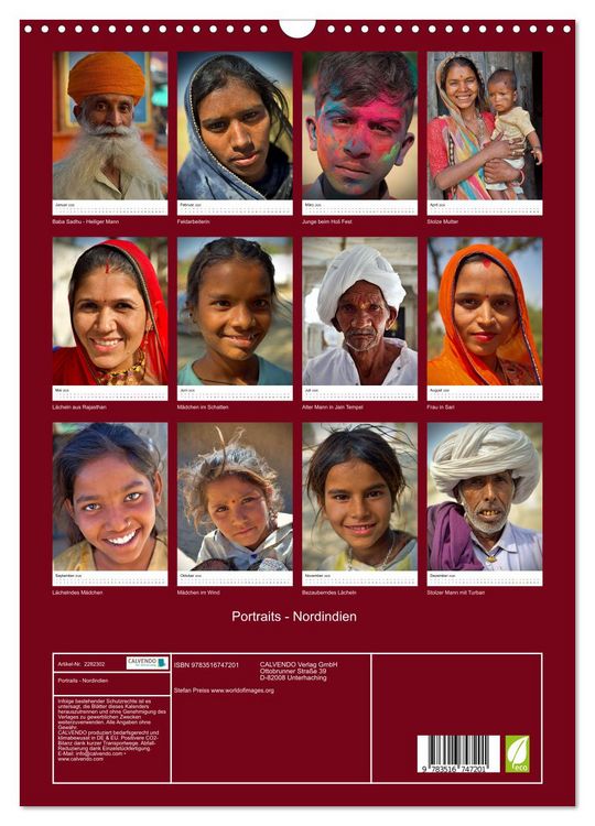 Produktbild: Portraits - Nordindien (Wandkalender 2026 DIN A3 hoch), CALVENDO Monatskalender