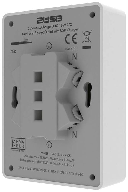 Produktbild: 2USB 2U-449221 Unterputz-Dose mit USB-C&reg;, mit USB-Ladeausgang Wei&szlig; (gl&auml;nzend)