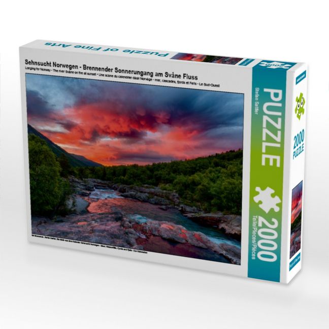 Produktbild: Sehnsucht Norwegen - Brennender Sonnerungang am Sv&aring;ne Fluss (Puzzle)