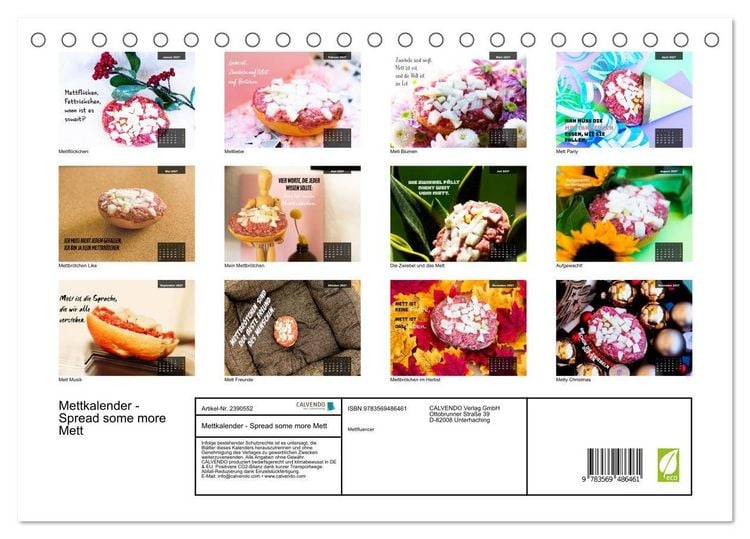 Produktbild: Mettkalender - Spread some more Mett (Tischkalender 2027 DIN A5 quer), CALVENDO Monatskalender