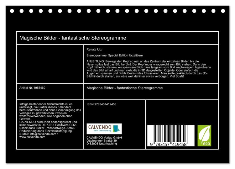 Produktbild: Magische Bilder - fantastische Stereogramme (Tischkalender 2026 DIN A5 quer), CALVENDO Monatskalender
