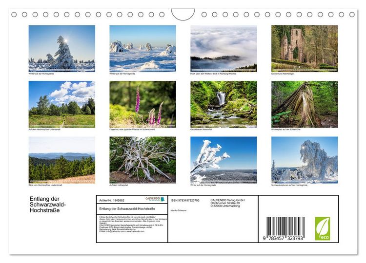 Produktbild: Entlang der Schwarzwald-Hochstra&szlig;e (Wandkalender 2026 DIN A4 quer), CALVENDO Monatskalender