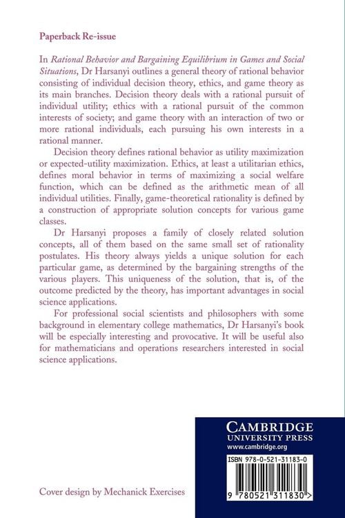 Produktbild: Rational Behaviour and Bargaining Equilibrium in Games and Social Situations