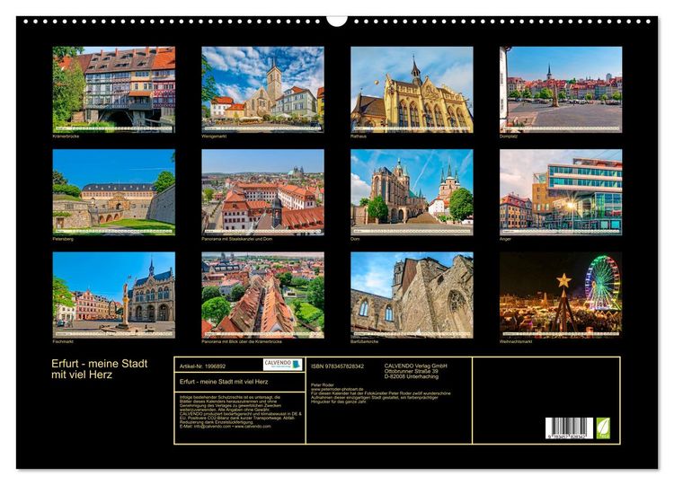 Produktbild: Erfurt - meine Stadt mit viel Herz (Wandkalender 2026 DIN A2 quer), CALVENDO Monatskalender