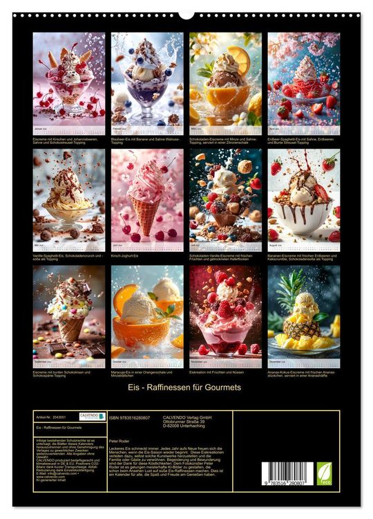 Produktbild: Eis - Raffinessen f&uuml;r Gourmets (hochwertiger Premium Wandkalender 2026 DIN A2 hoch), Kunstdruck in Hochglanz