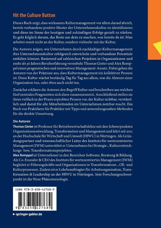 Produktbild: Hit the Culture Button: Unternehmenskultur erfolgreich entwickeln &ndash; Potentiale wirksam entfalten