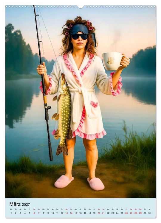 Produktbild: Angeln mit Biss - Lustiger Kalender f&uuml;r Angler mit Charme (hochwertiger Premium Wandkalender 2027 DIN A2 hoch), Kunstdruck in Hochglanz