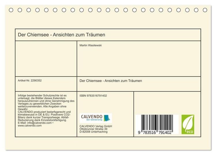 Produktbild: Der Chiemsee - Ansichten zum Tr&auml;umen (Tischkalender 2027 DIN A5 quer), CALVENDO Monatskalender