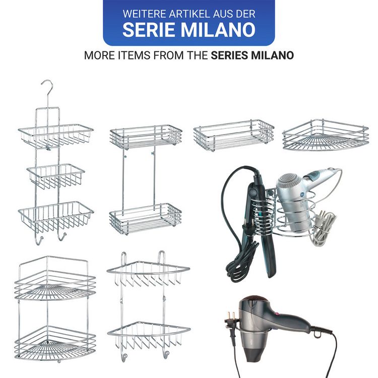 Produktbild: Haartrocknerhalter und Gl&auml;tteisenhalter Mod. Milano, mit Kabelhalter, zur Wandmontage