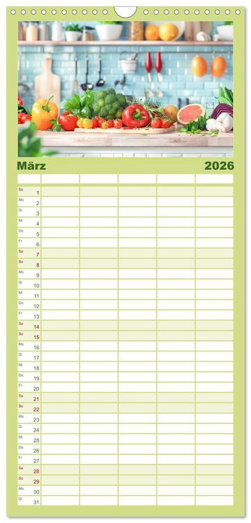 Produktbild: Familienplaner 2026 - Mediterrane K&uuml;che mit 5 Spalten (Wandkalender, 21 x 45 cm) CALVENDO