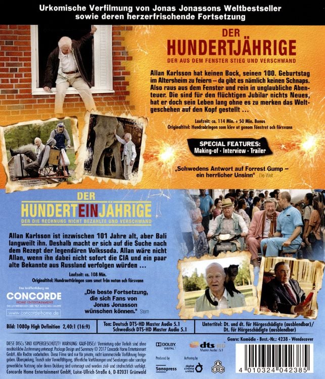Produktbild: Der Hundertj&auml;hrige, der aus dem Fenster stieg und verschwand/Der Hunderteinj&auml;hrige, der die Rechnung nicht bezahlte und verschwand [2 BRs]