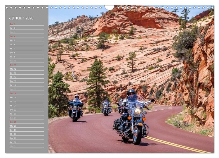 Produktbild: Biker Paradies - Die Canyons der USA (Wandkalender 2026 DIN A3 quer), CALVENDO Monatskalender