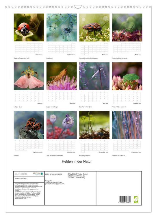 Produktbild: Helden in der Natur (Wandkalender 2026 DIN A2 hoch), CALVENDO Monatskalender