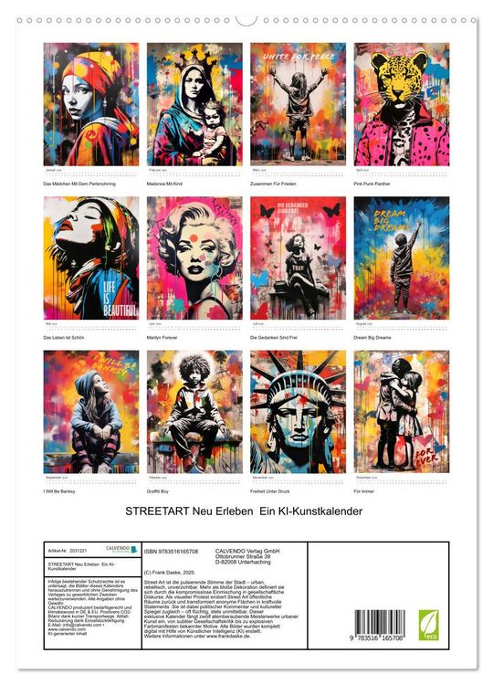 Produktbild: STREETART Neu Erleben Ein KI-Kunstkalender (hochwertiger Premium Wandkalender 2026 DIN A2 hoch), Kunstdruck in Hochglanz