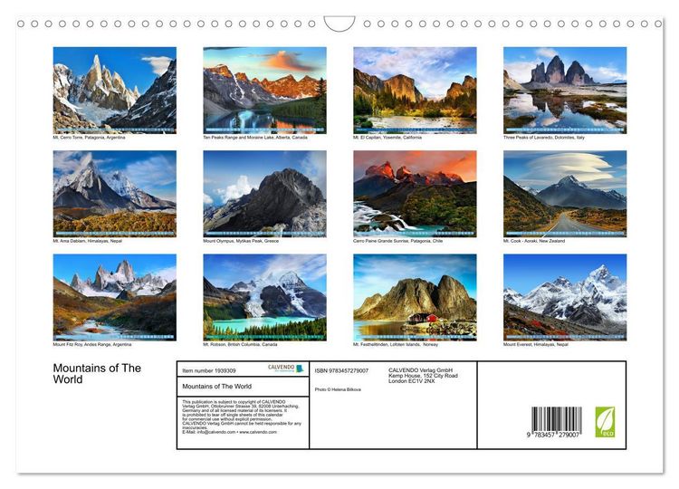 Produktbild: Mountains of The World (Wall Calendar 2026 DIN A3 landscape), CALVENDO 12 Month Wall Calendar