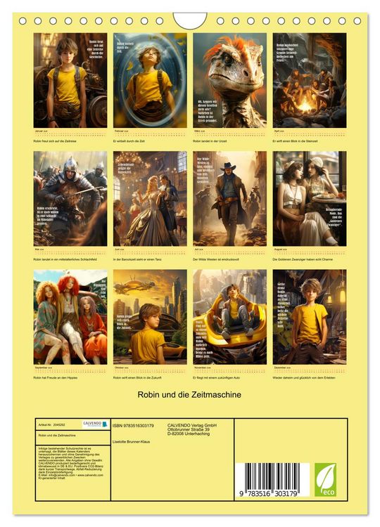 Produktbild: Robin und die Zeitmaschine (Wandkalender 2026 DIN A4 hoch), CALVENDO Monatskalender