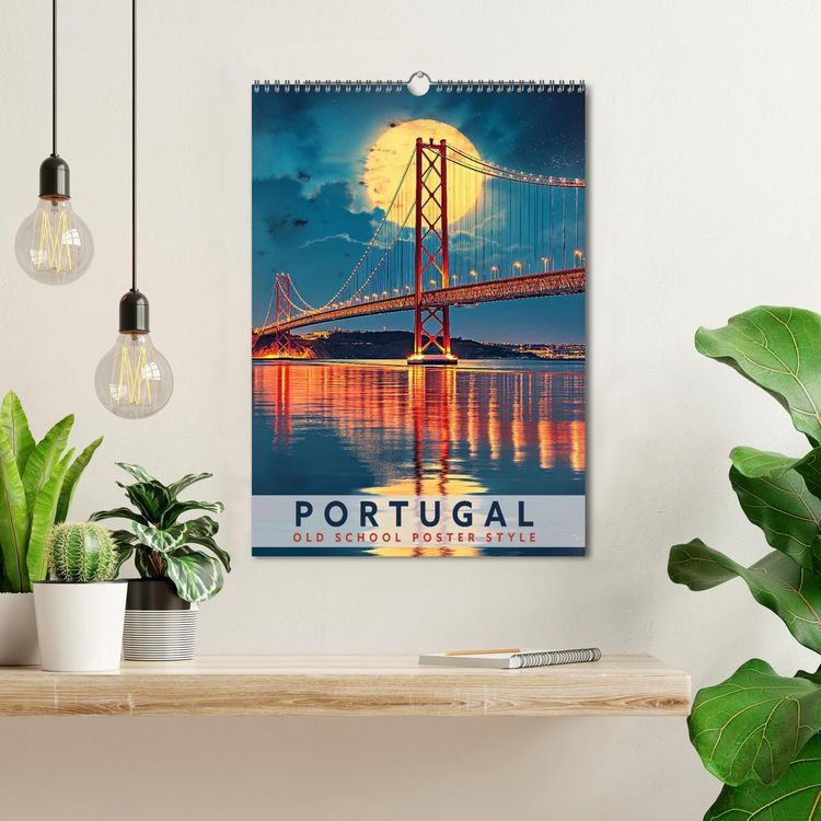 Produktbild: Portugal - Old School Poster Style (Wandkalender 2026 DIN A3 hoch), CALVENDO Monatskalender