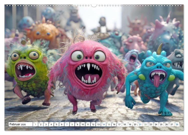 Produktbild: Monsterparade im Anmarsch (Wandkalender 2026 DIN A2 quer), CALVENDO Monatskalender