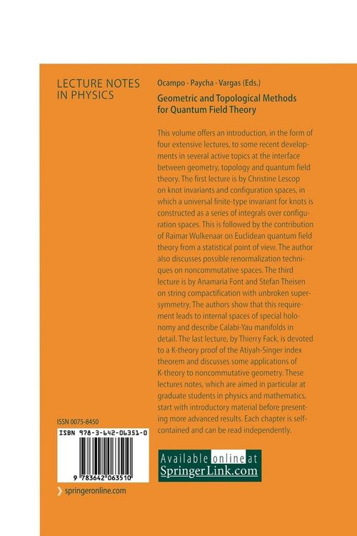 Produktbild: Geometric and Topological Methods for Quantum Field Theory