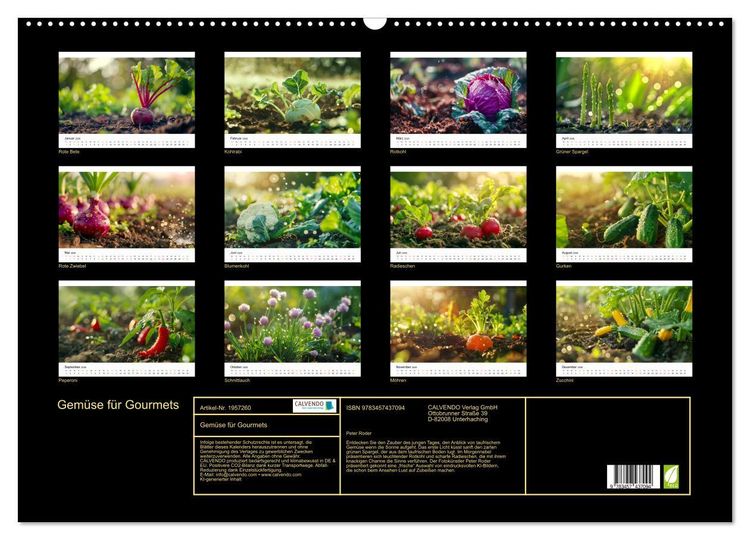Produktbild: Gem&uuml;se f&uuml;r Gourmets (Wandkalender 2026 DIN A2 quer), CALVENDO Monatskalender
