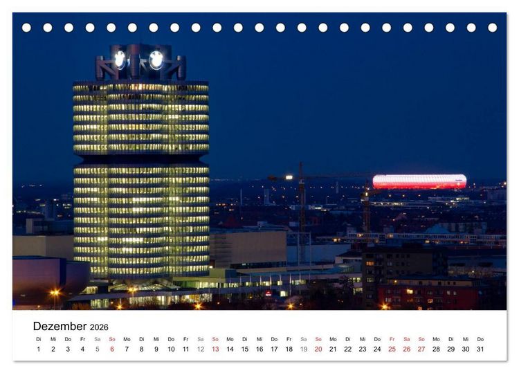 Produktbild: Nachts in M&uuml;nchen (Tischkalender 2026 DIN A5 quer), CALVENDO Monatskalender