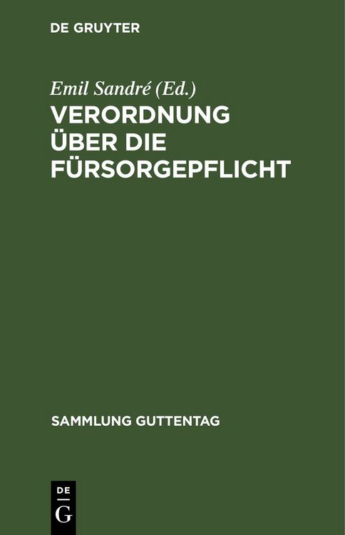 Produktbild: Verordnung &uuml;ber die F&uuml;rsorgepflicht