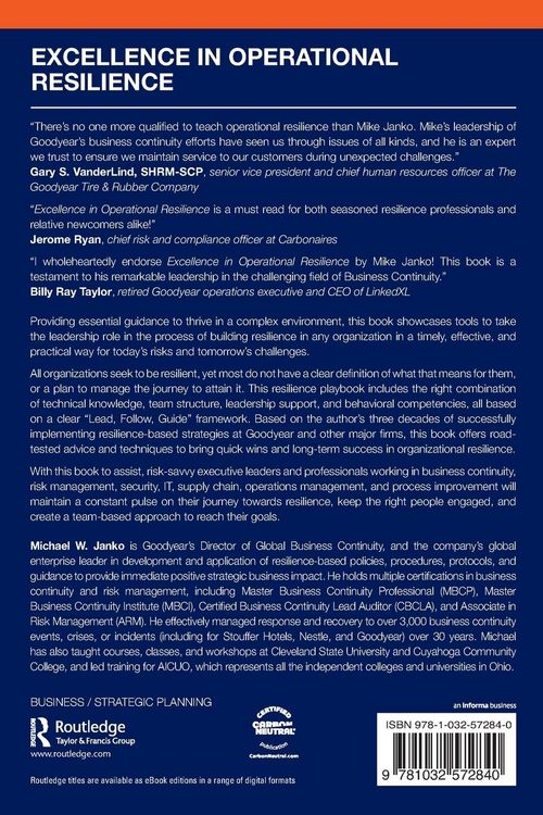 Produktbild: Excellence in Operational Resilience