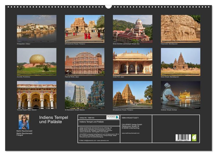 Produktbild: Indiens Tempel und Pal&auml;ste (Wandkalender 2026 DIN A2 quer), CALVENDO Monatskalender
